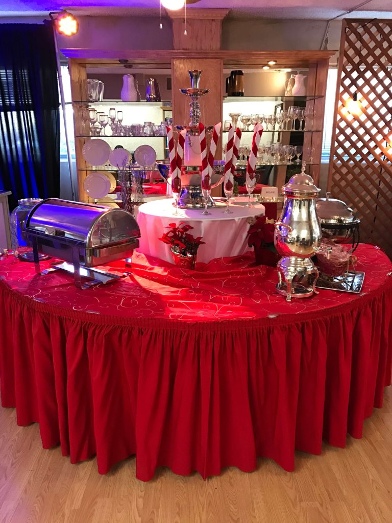 Chafers, dispenser, catering, buffet table
